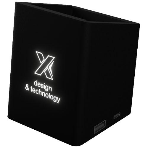 SCX.design O11 antibacterial light-up logo pencil holder with dual USB output