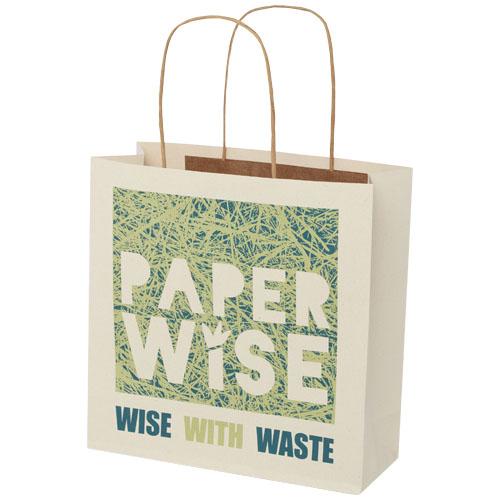 Agricultural waste 150 g/m2 paper bag with twisted handles - 24 x 9 x 24 cm