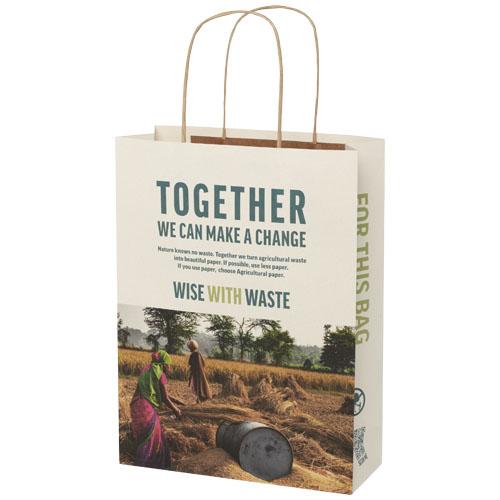 Agricultural waste 150 g/m2 paper bag with twisted handles - 24 x 9 x 32 cm