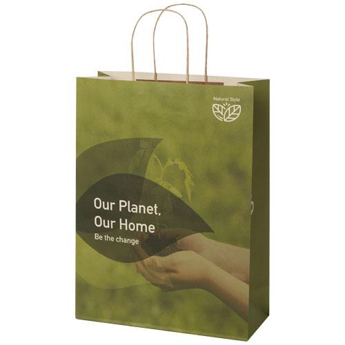 Agricultural waste 150 g/m2 paper bag with twisted handles - 31 x 12 x 41 cm