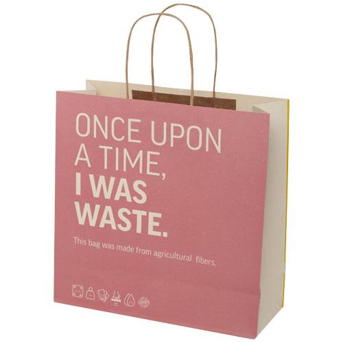 Agricultural waste 150 g/m2 paper bag with twisted handles - 31 x 12 x 31 cm