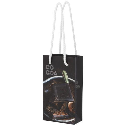 Handmade 170 g/m2 integra paper bag with plastic cord handles - 9.5 x 4 x 17 cm