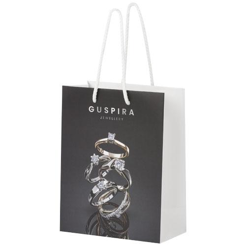 Handmade 170 g/m2 integra paper bag with plastic cord handles - 18 x 9 x 23 cm