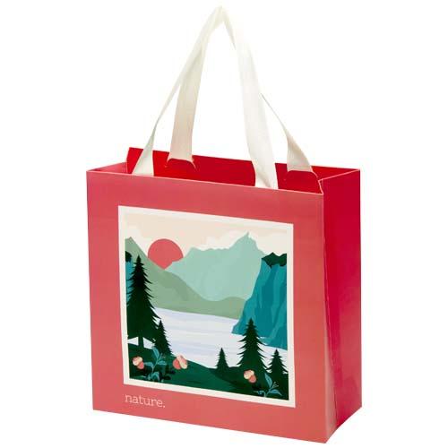 Smartfold 210 g/m² paper bag with ribbon handles and gloss lamination -  24 x 10 x 24 cm