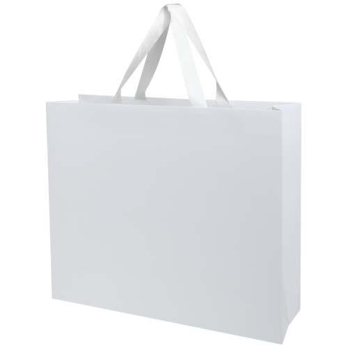 Smartfold 210 g/m² paper bag with ribbon handles and gloss lamination -  42 x 12 x 35 cm
