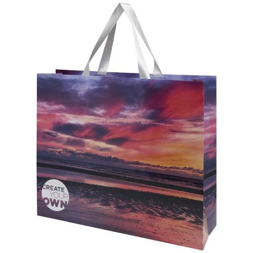 Smartfold 210 g/m² paper bag with ribbon handles and gloss lamination -  42 x 12 x 35 cm